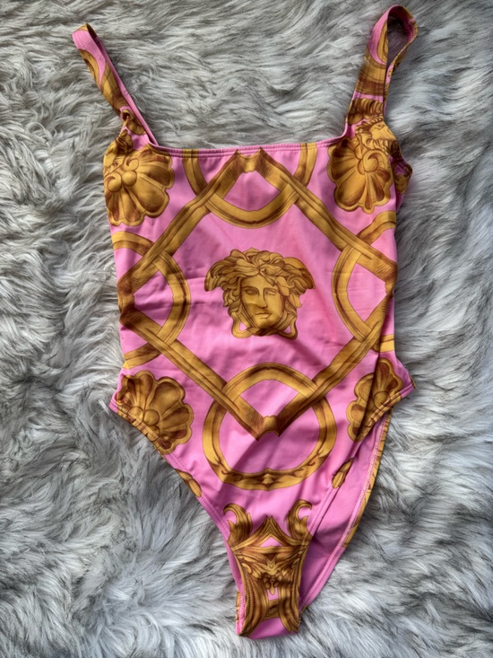Versace Other - Versace Pink and Gold Medusa-Print One piece bathing suit size 2